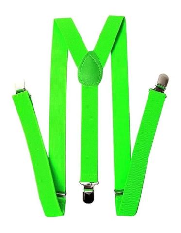Bretelle verde fluo uomo donna elastiche regolabili 3 clip 2,5cm