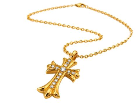 Collana Donna Croce Dorata con Strass Ciondolo Elegante Regalo ET390